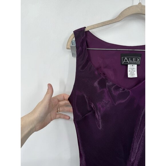 Alex Evenings Maxi Dress Women 6 Purple Mother Of The Bride Wedding Guest Glam - Picture 6 of 7